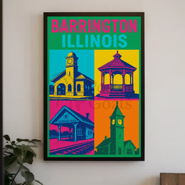 Barrington Illinois Pop-Art Heritage Travel Poster PosterGoat
