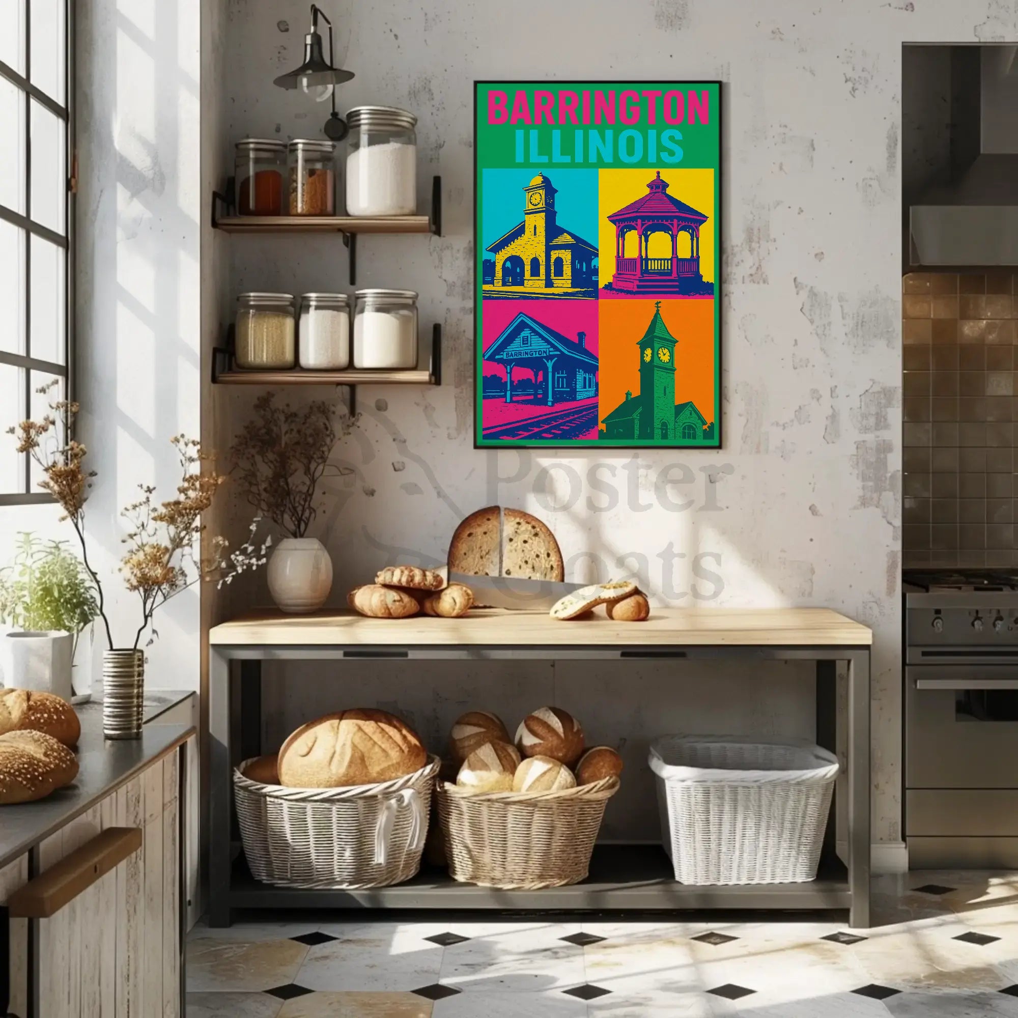 Barrington Illinois Pop-Art Heritage Travel Poster PosterGoat