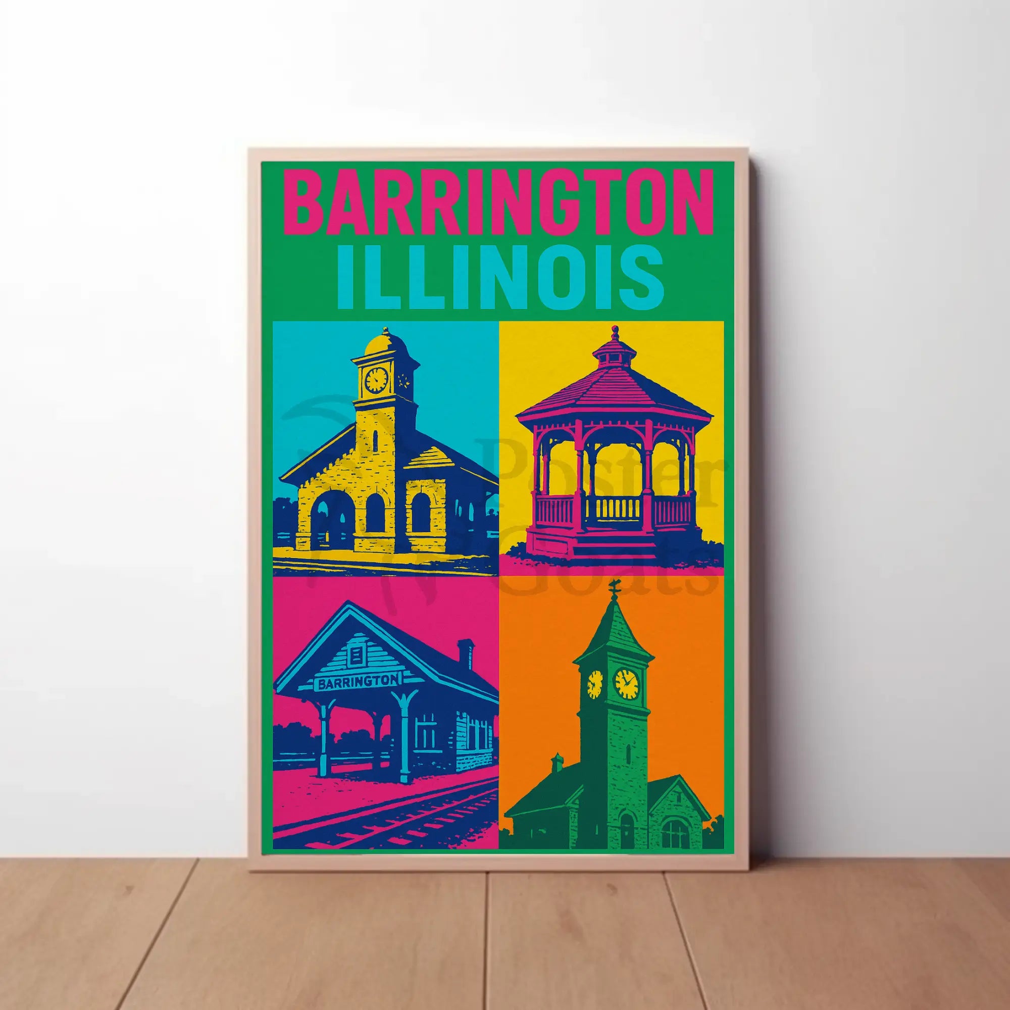 Barrington Illinois Pop-Art Heritage Travel Poster PosterGoat
