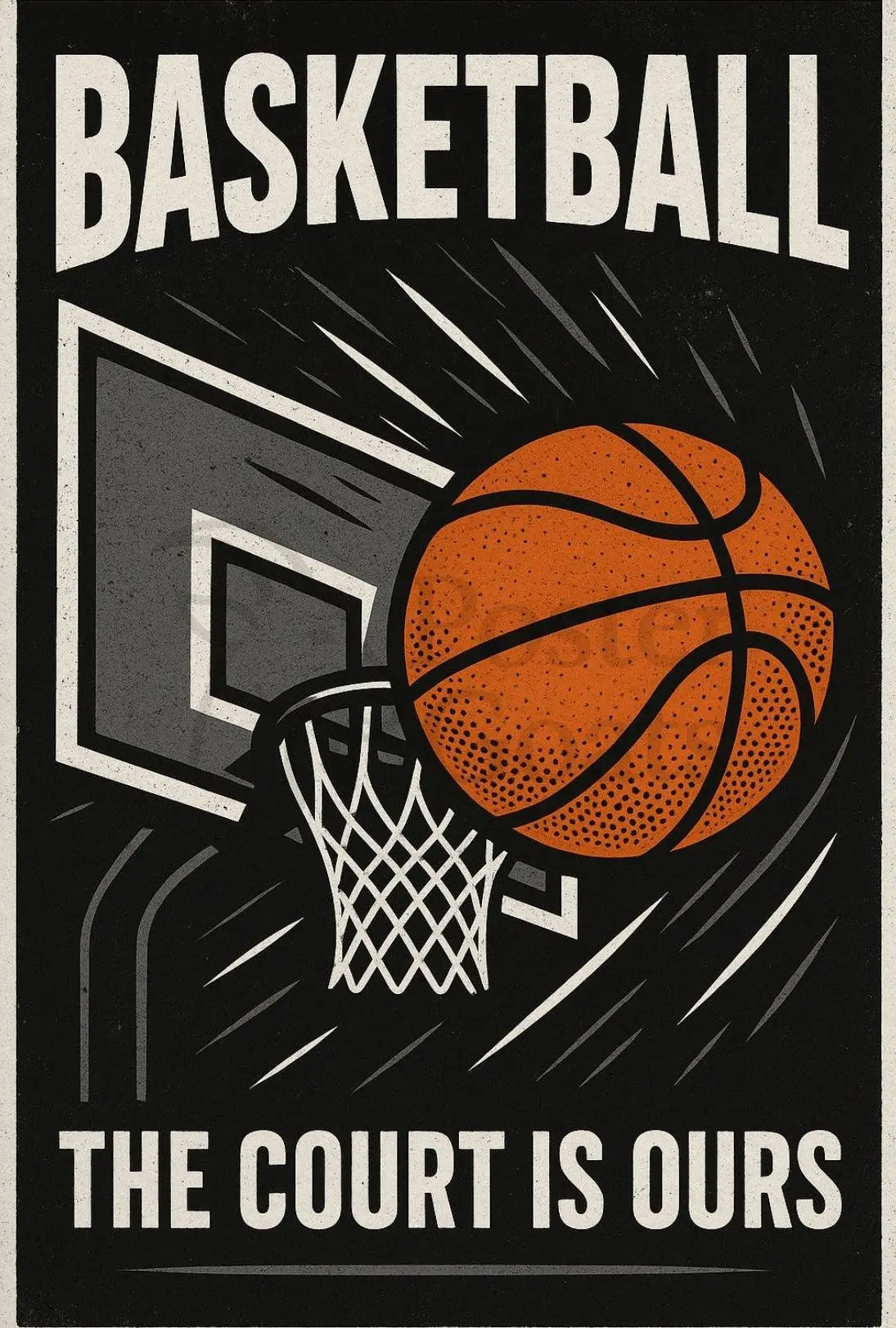 Basketball Empowerment Retro Style Sports Poster PosterGoat