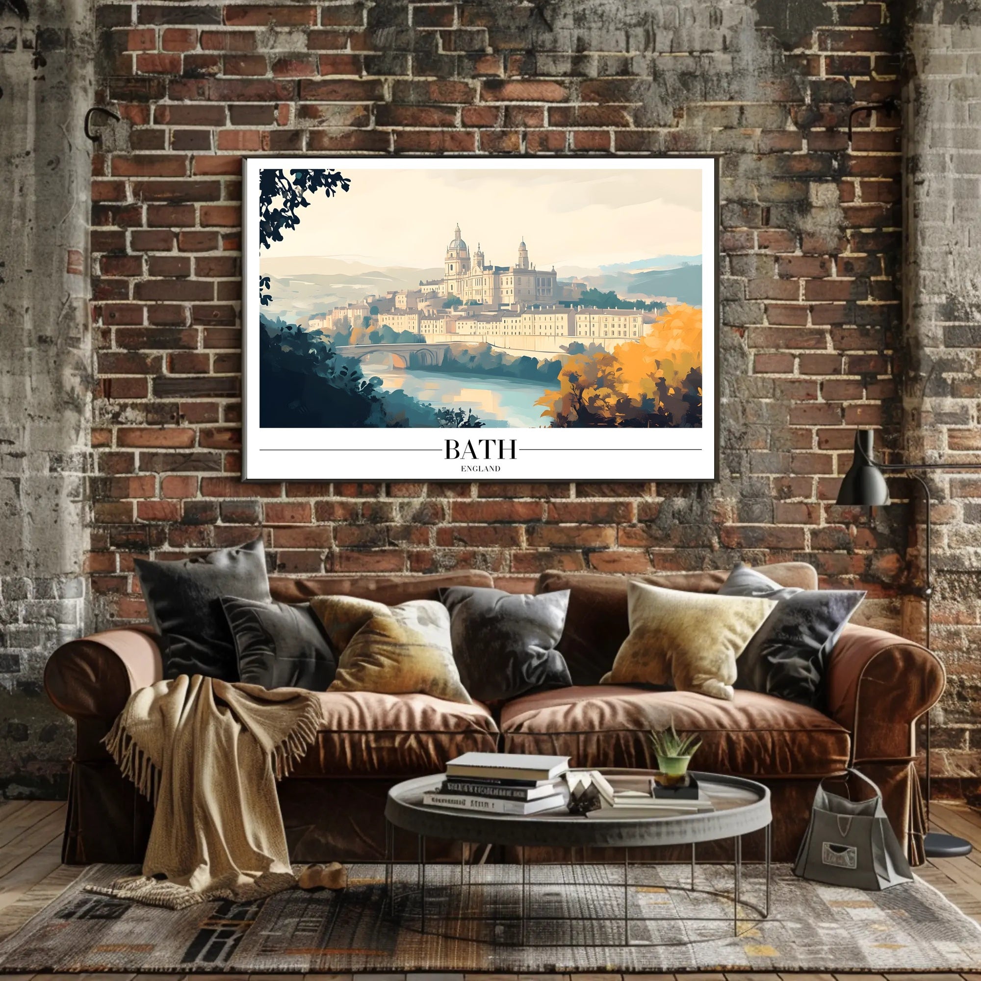 Bath Cityscape: Artistic Illustration of Georgian Architecture - Urban or Cityscape Poster PosterGoat
