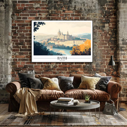 Bath Cityscape: Artistic Illustration of Georgian Architecture - Urban or Cityscape Poster PosterGoat