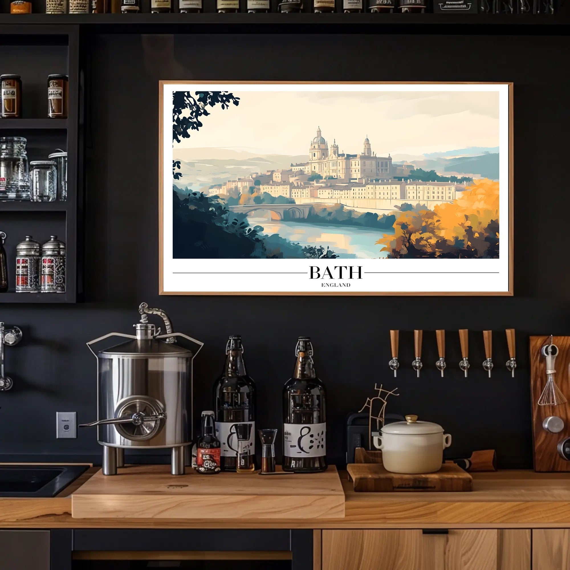 Bath Cityscape: Artistic Illustration of Georgian Architecture - Urban or Cityscape Poster PosterGoat