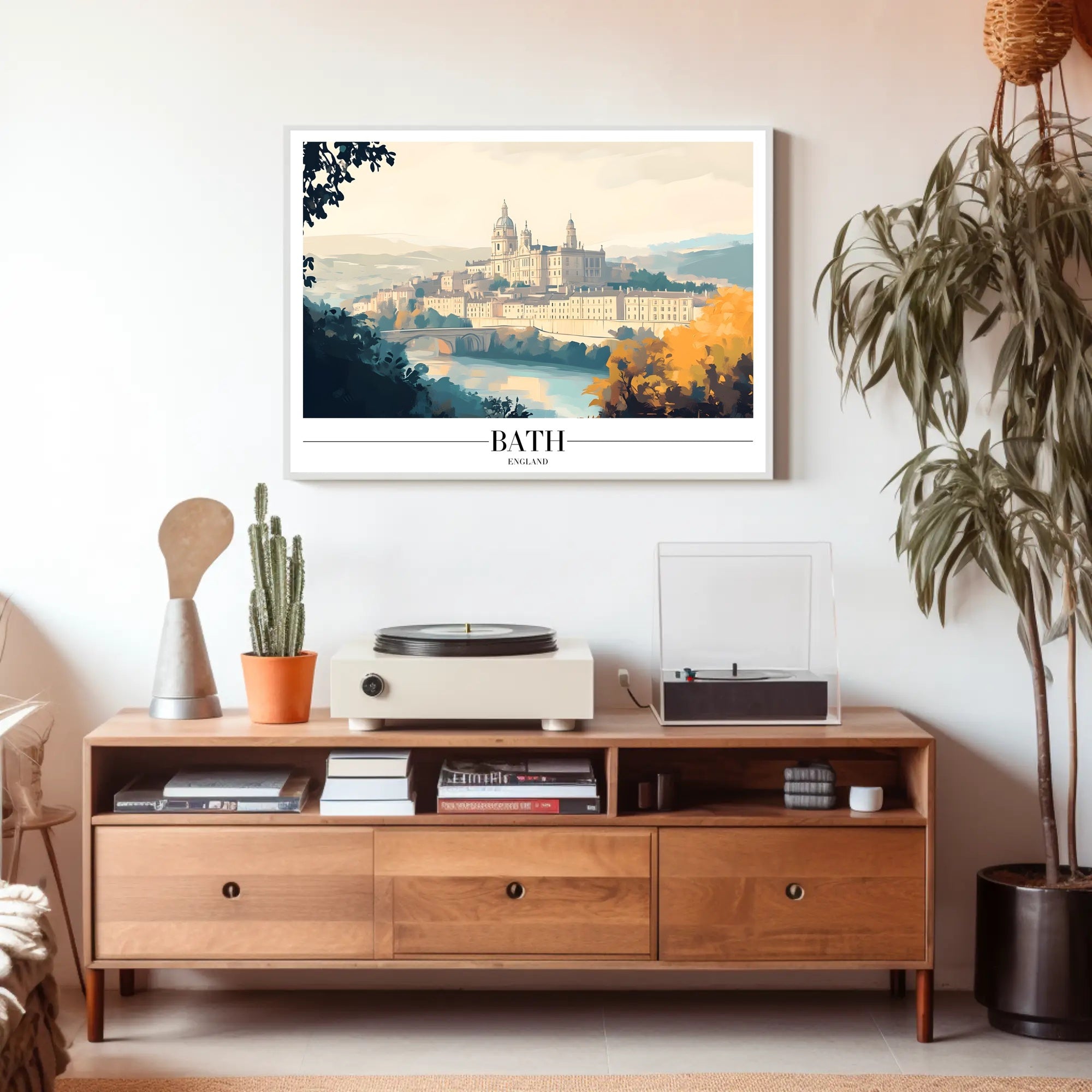 Bath Cityscape: Artistic Illustration of Georgian Architecture - Urban or Cityscape Poster PosterGoat