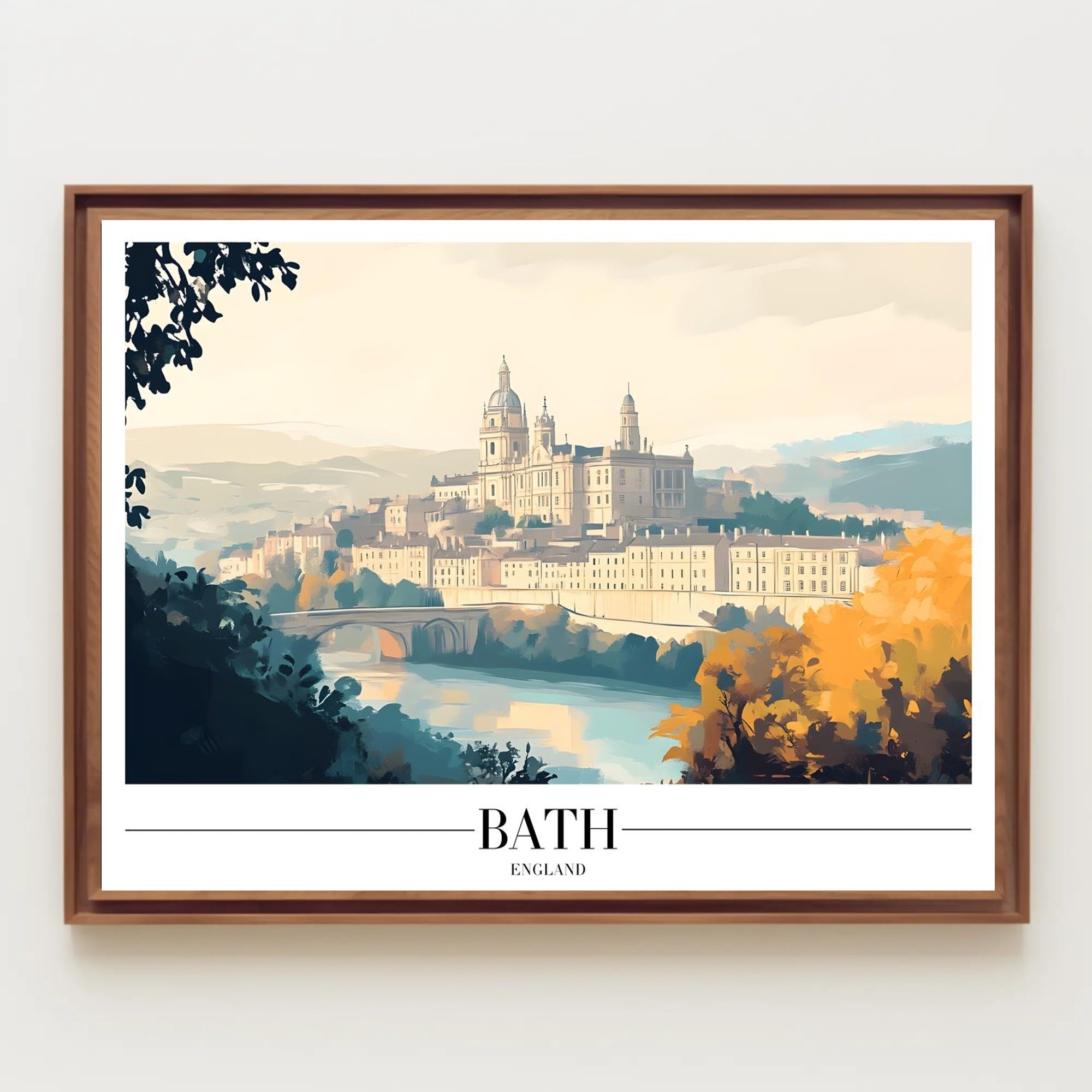 Bath Cityscape: Artistic Illustration of Georgian Architecture - Urban or Cityscape Poster PosterGoat