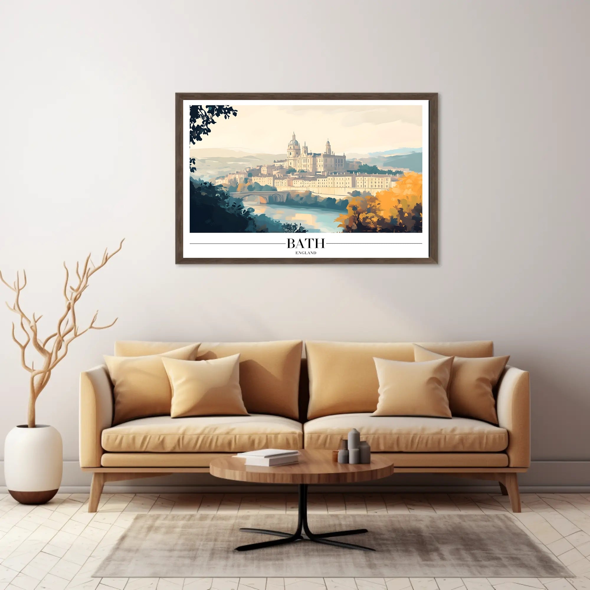 Bath Cityscape: Artistic Illustration of Georgian Architecture - Urban or Cityscape Poster PosterGoat