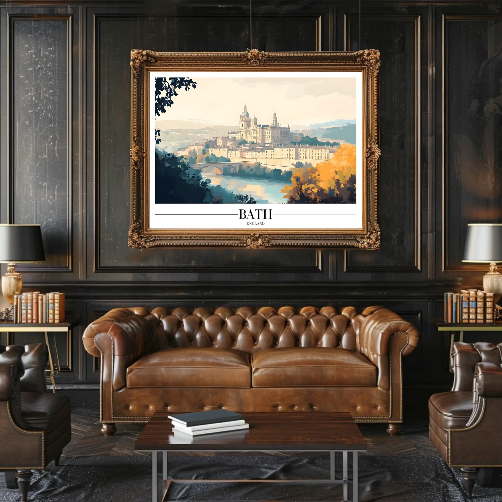 Bath Cityscape: Artistic Illustration of Georgian Architecture - Urban or Cityscape Poster PosterGoat