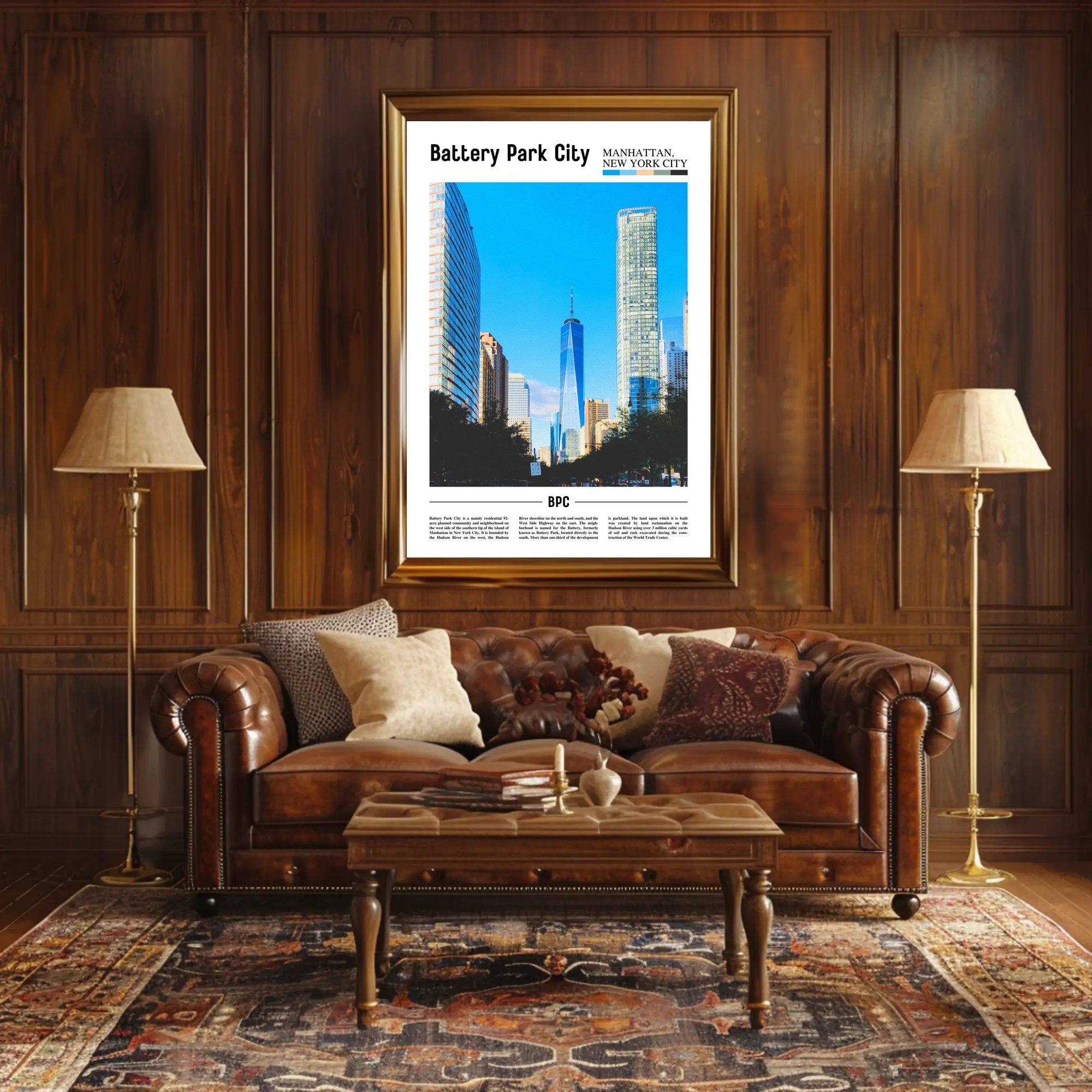 Battery Park City Modern Skyline Travel Poster PosterGoat
