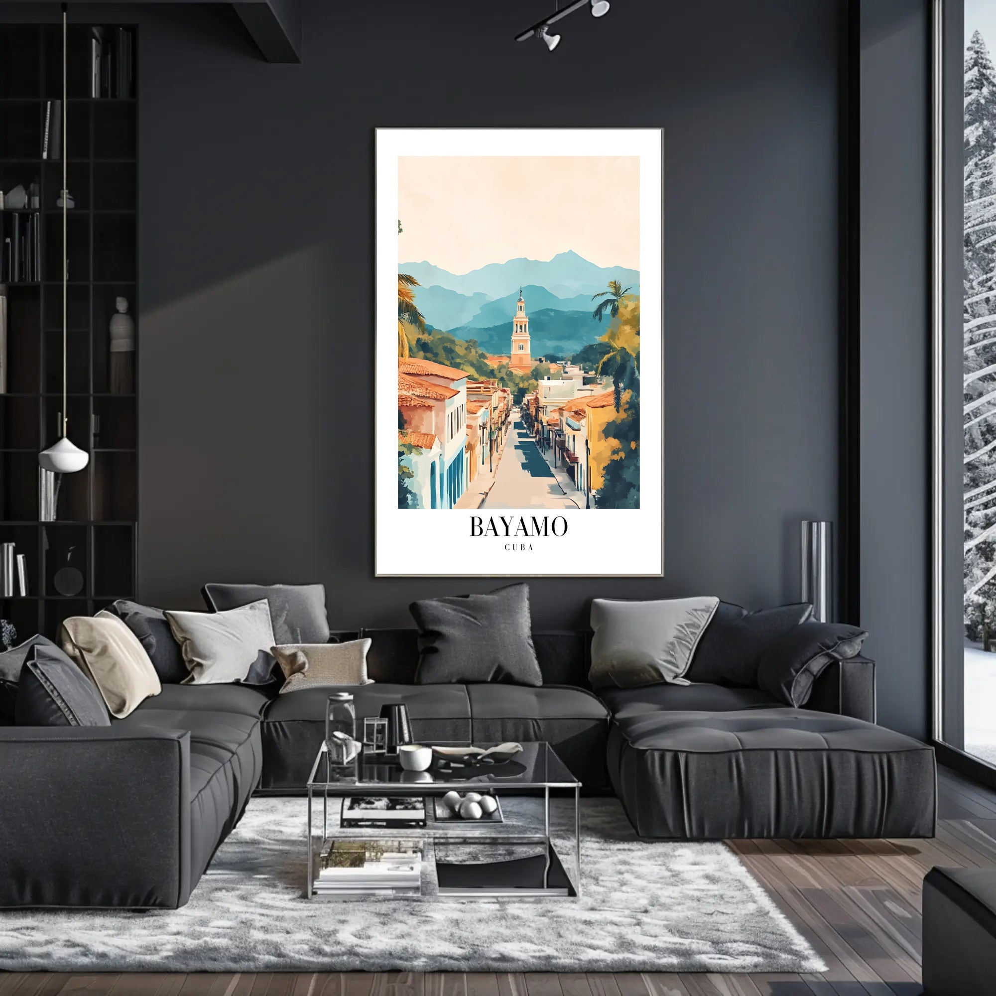 Bayamo Cuba Street Scene Watercolor Travel Poster PosterGoat