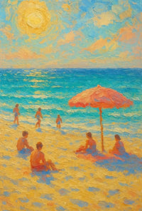 Beachside Bliss: Impressionist Summer Scene Travel Poster PosterGoat