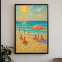 Beachside Bliss: Impressionist Summer Scene Travel Poster PosterGoat
