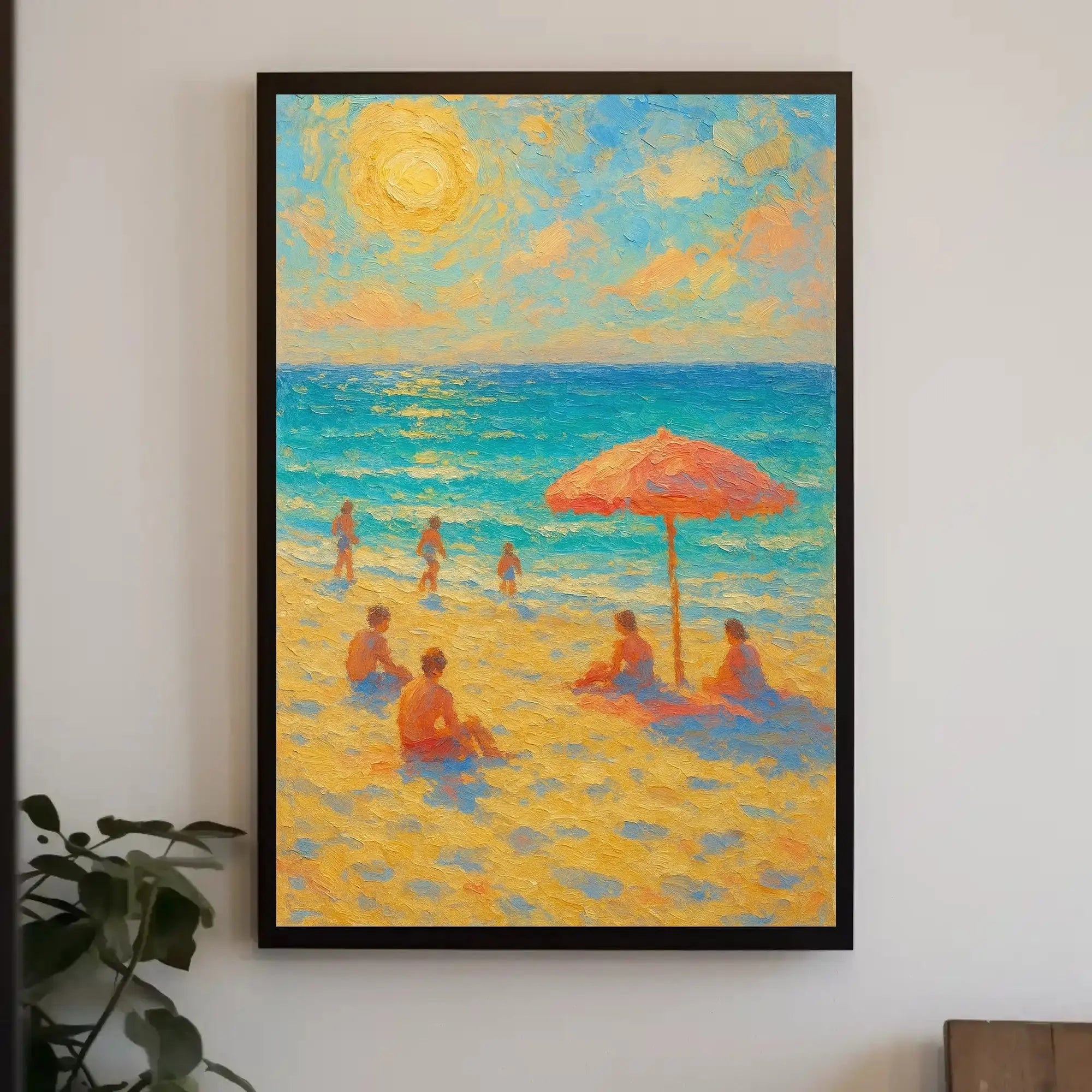 Beachside Bliss: Impressionist Summer Scene Travel Poster PosterGoat