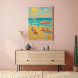 Beachside Bliss: Impressionist Summer Scene Travel Poster PosterGoat