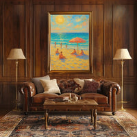 Beachside Bliss: Impressionist Summer Scene Travel Poster PosterGoat
