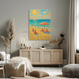 Beachside Bliss: Impressionist Summer Scene Travel Poster PosterGoat