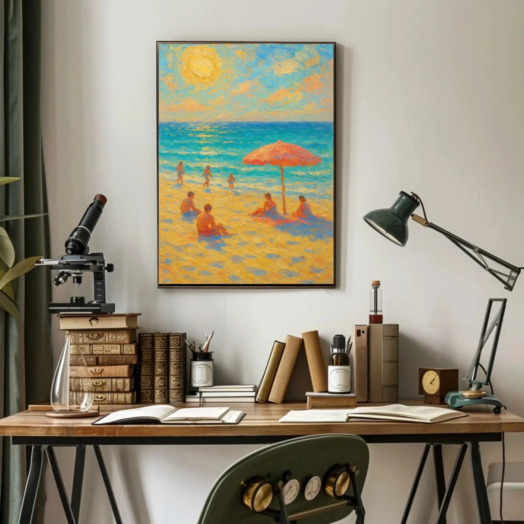 Beachside Bliss: Impressionist Summer Scene Travel Poster PosterGoat