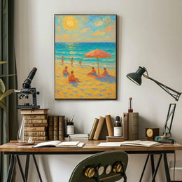 Beachside Bliss: Impressionist Summer Scene Travel Poster PosterGoat
