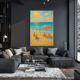 Beachside Bliss: Impressionist Summer Scene Travel Poster PosterGoat