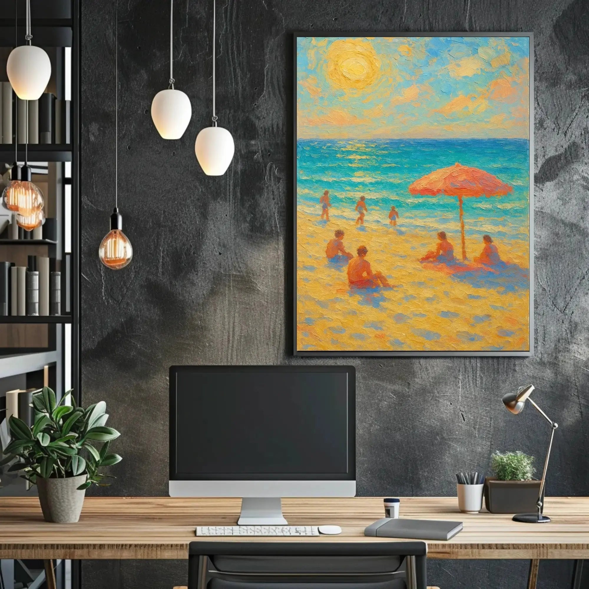 Beachside Bliss: Impressionist Summer Scene Travel Poster PosterGoat