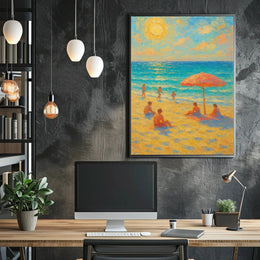 Beachside Bliss: Impressionist Summer Scene Travel Poster PosterGoat