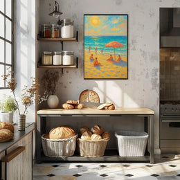 Beachside Bliss: Impressionist Summer Scene Travel Poster PosterGoat