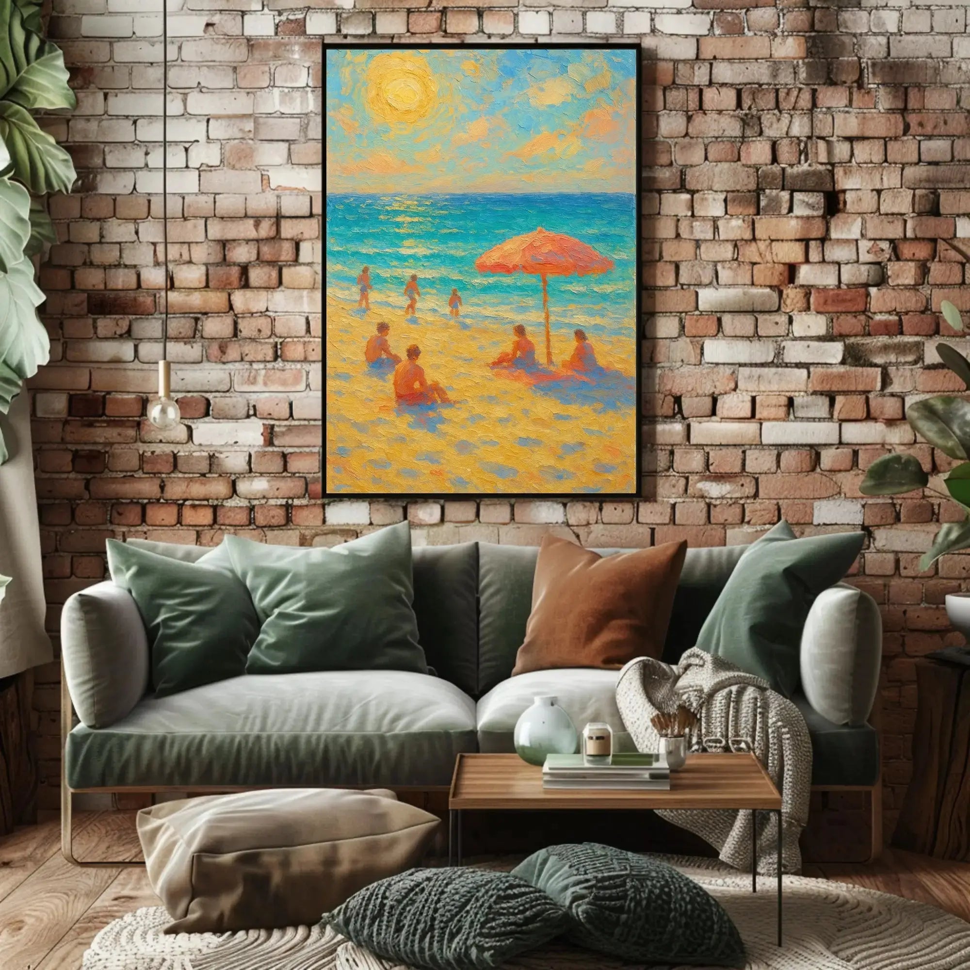 Beachside Bliss: Impressionist Summer Scene Travel Poster PosterGoat