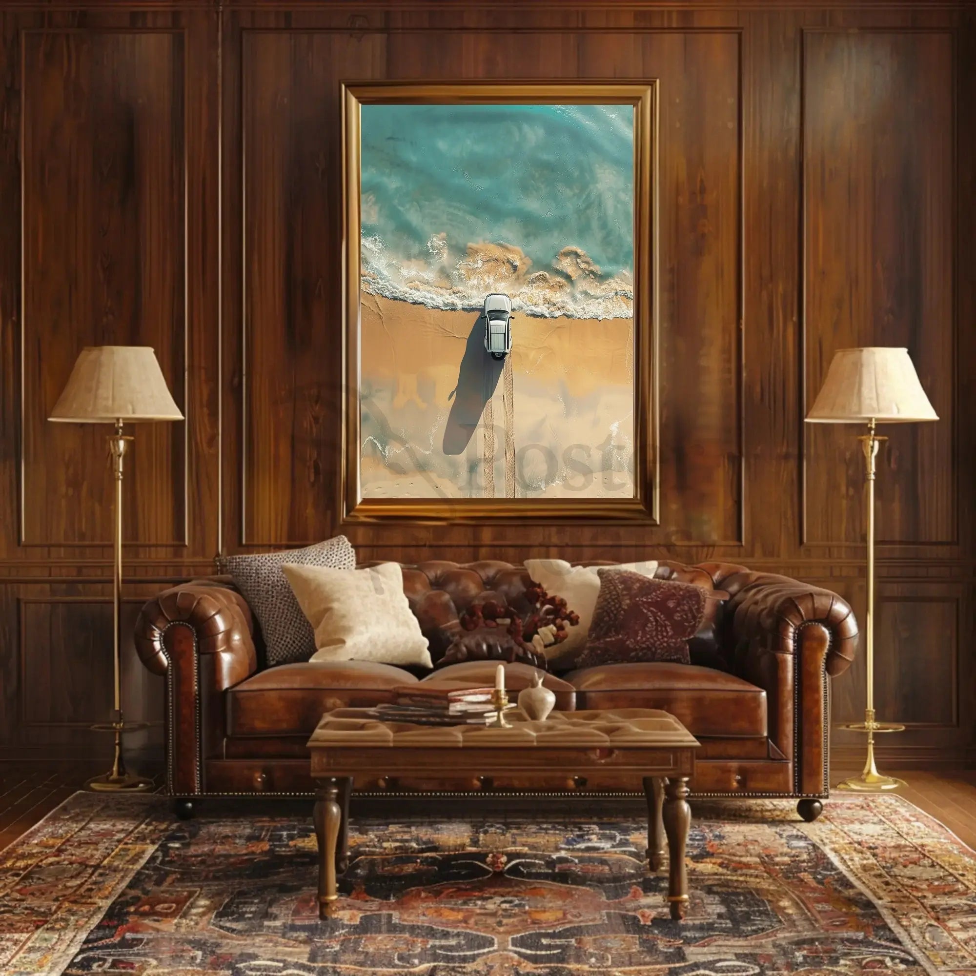 Beachside Escape: Car Aesthetic Travel Poster PosterGoat