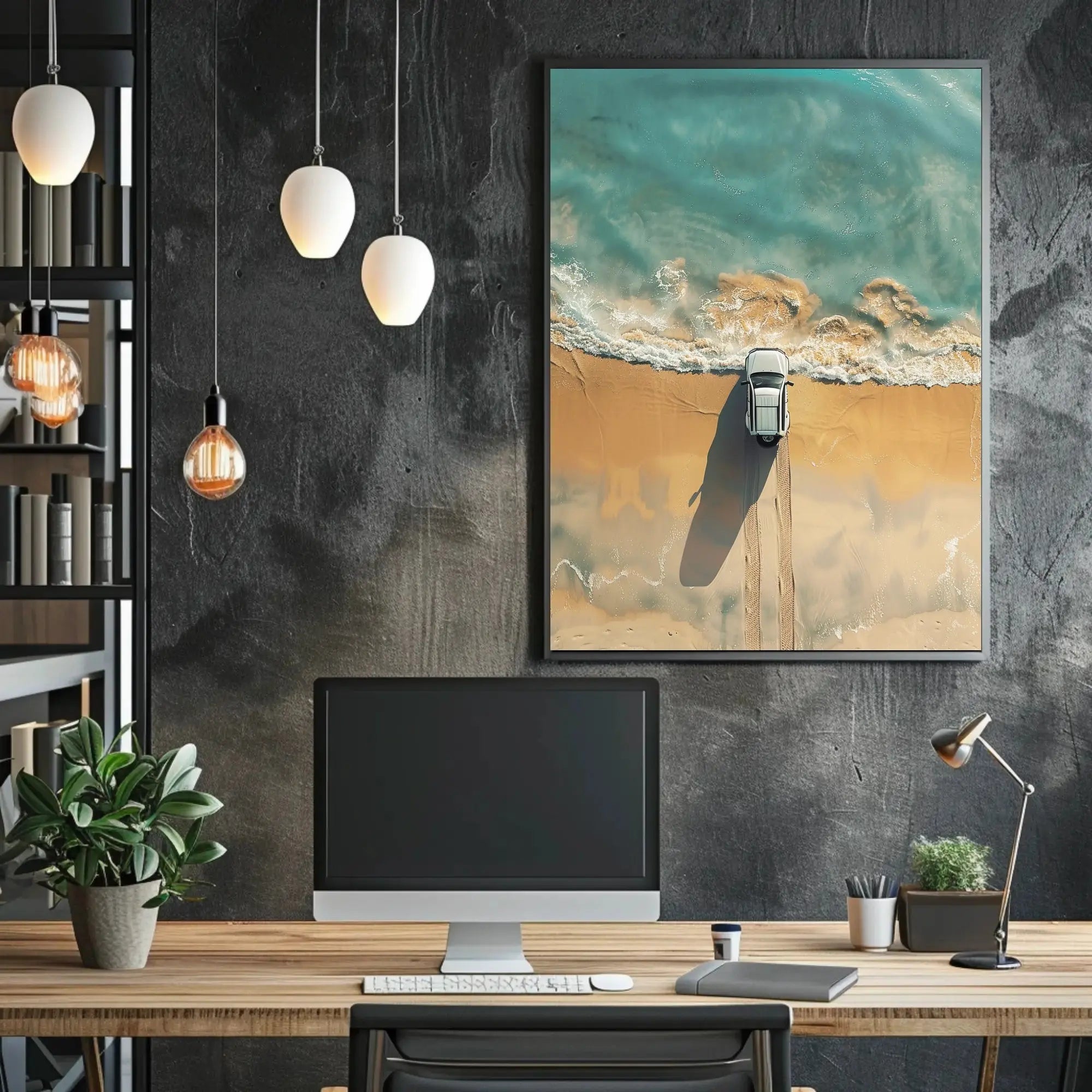 Beachside Escape: Car Aesthetic Travel Poster PosterGoat