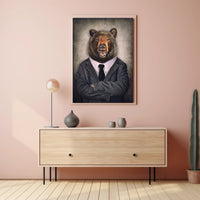 Bear in Business Suit Artistic Poster PosterGoat