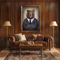 Bear in Business Suit Artistic Poster PosterGoat