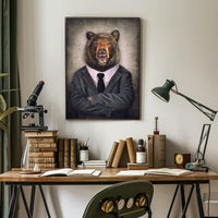 Bear in Business Suit Artistic Poster PosterGoat