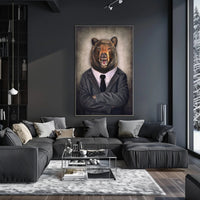 Bear in Business Suit Artistic Poster PosterGoat