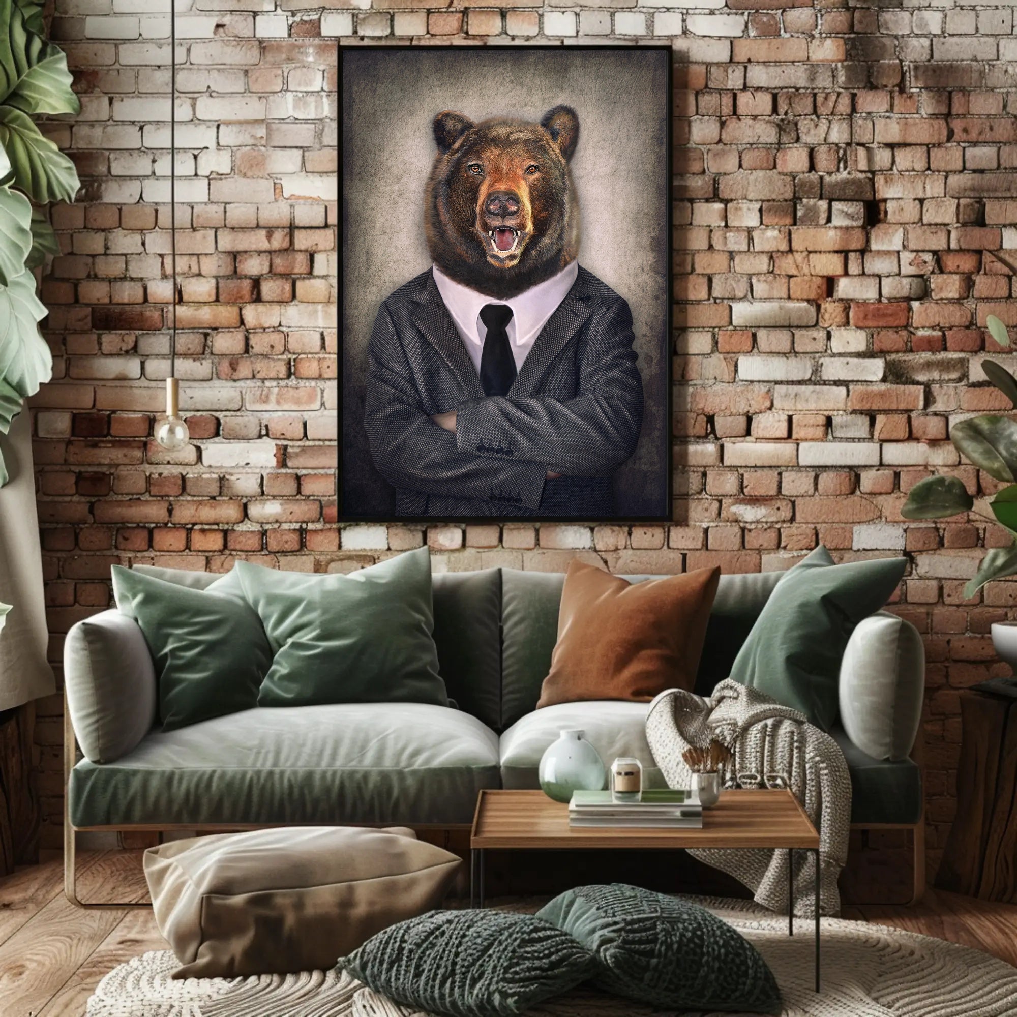 Bear in Business Suit Artistic Poster PosterGoat