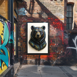 Bear's Face Iridescent Art: Captivating Animal Poster PosterGoat