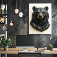 Bear's Face Iridescent Art: Captivating Animal Poster PosterGoat