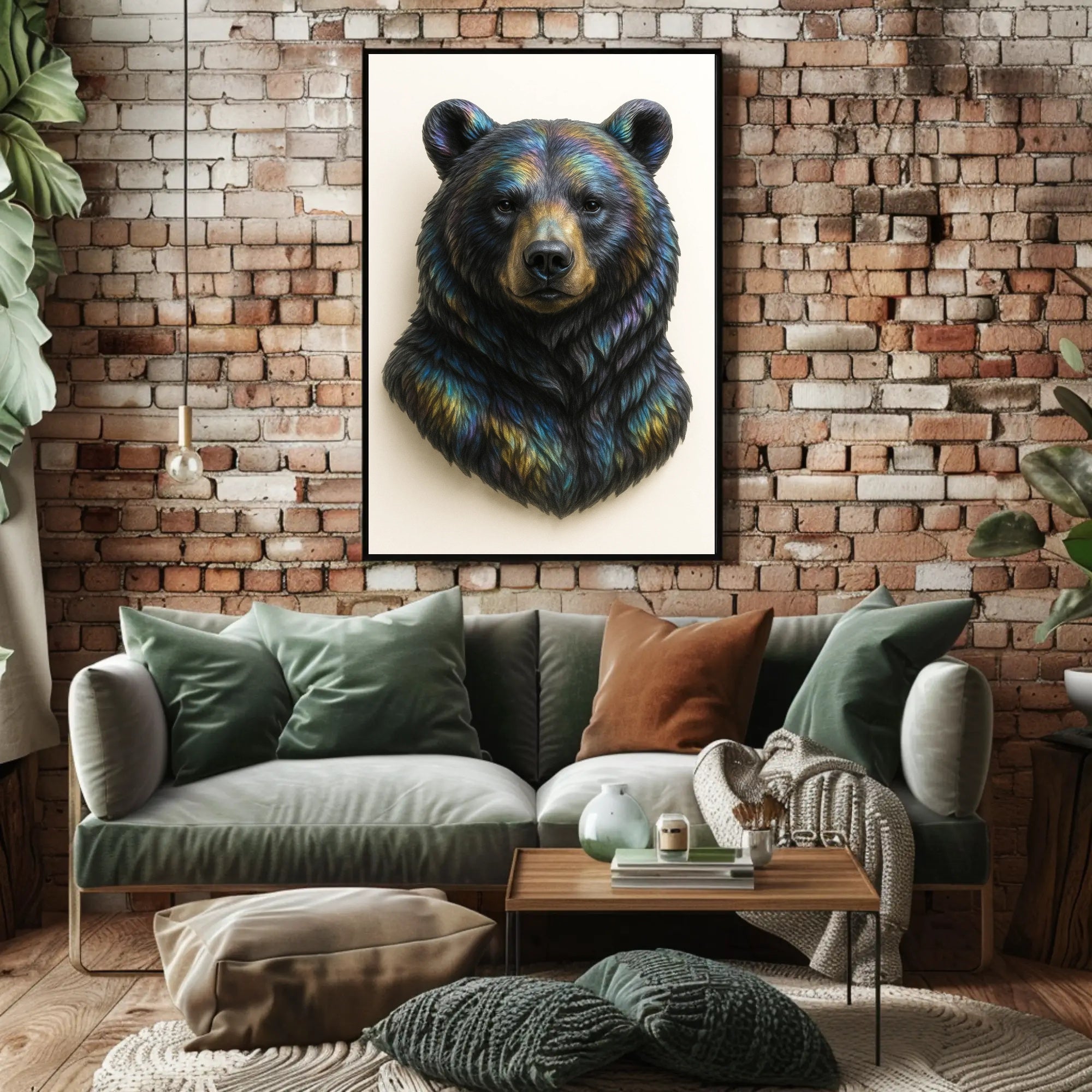 Bear's Face Iridescent Art: Captivating Animal Poster PosterGoat