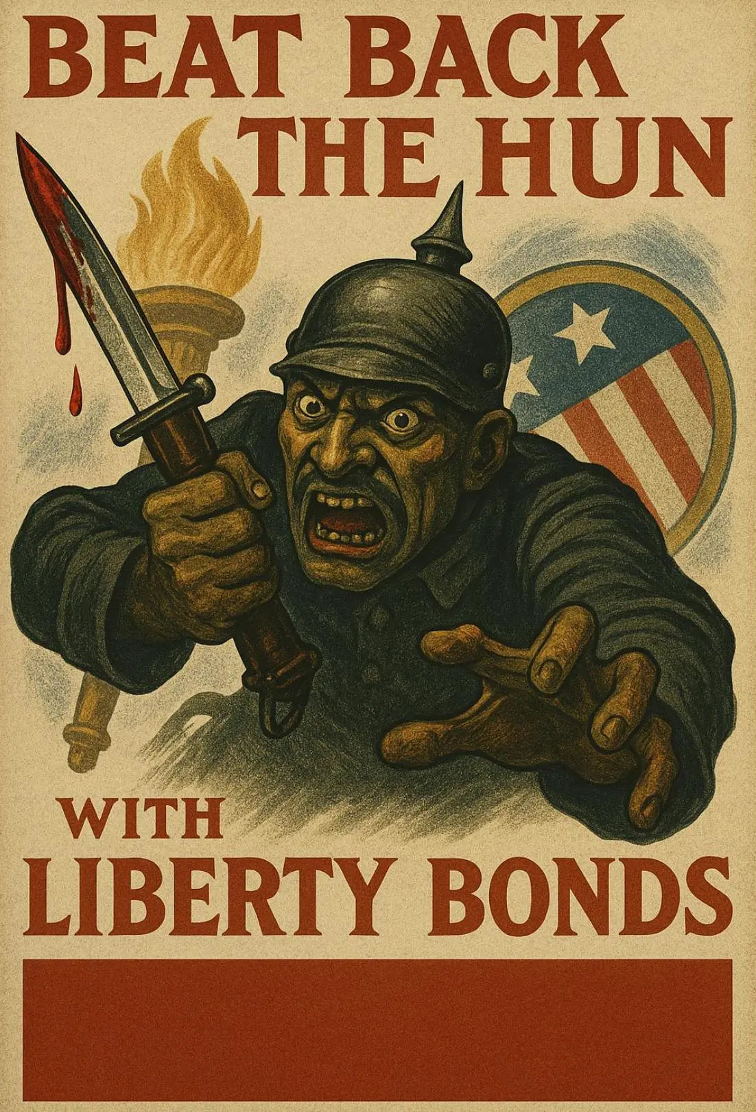 Beat Back the Hun with Liberty Bonds Propaganda Poster PosterGoat