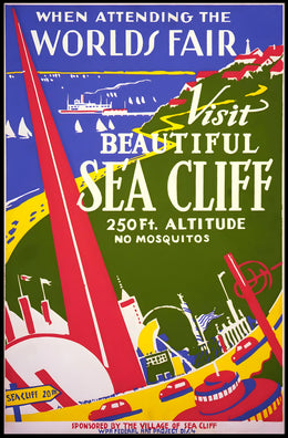 Beautiful Sea Cliff Travel Art Deco World's Fair Poster PosterGoat