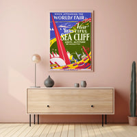 Beautiful Sea Cliff Travel Art Deco World's Fair Poster PosterGoat