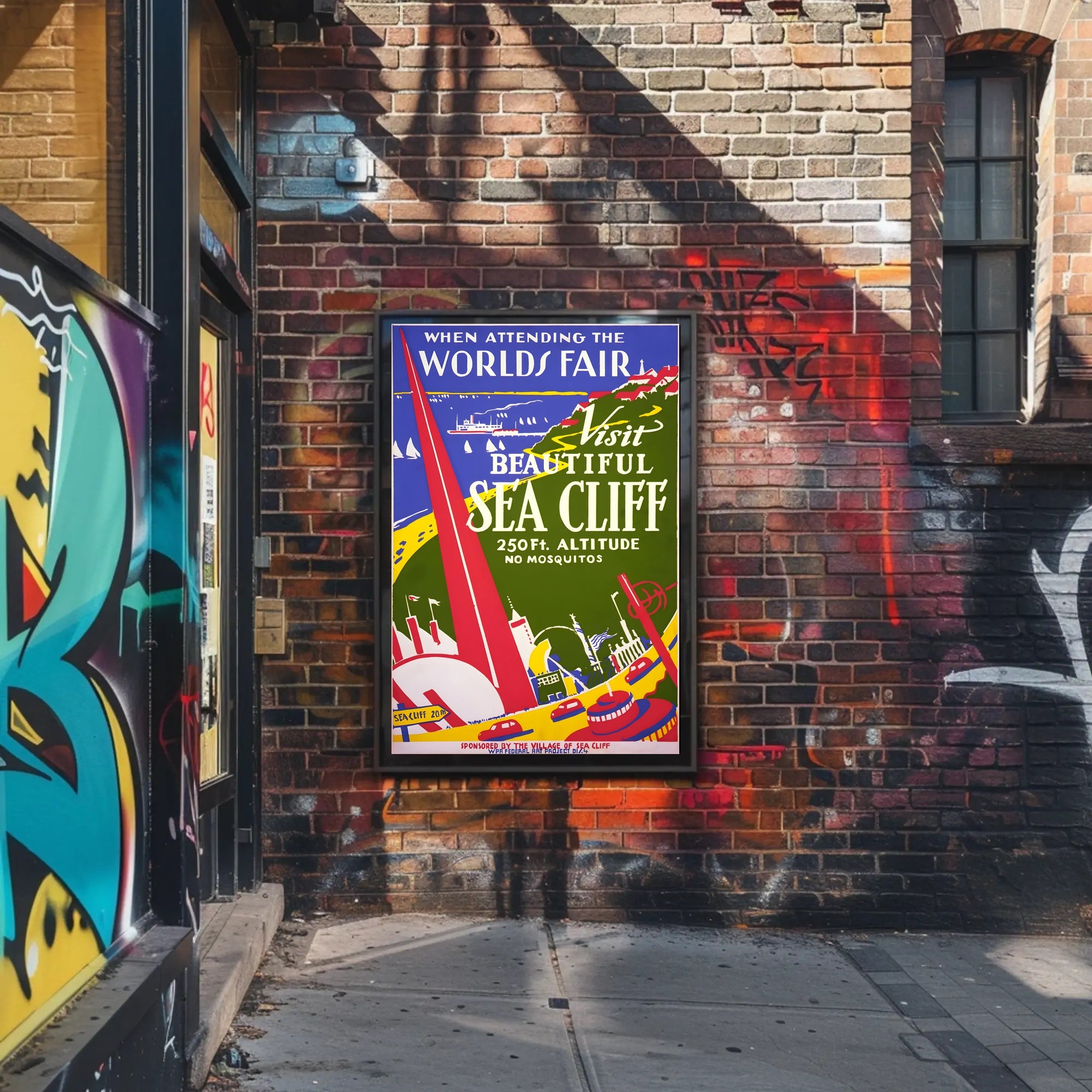 Beautiful Sea Cliff Travel Art Deco World's Fair Poster PosterGoat