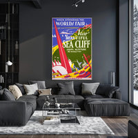 Beautiful Sea Cliff Travel Art Deco World's Fair Poster PosterGoat