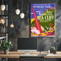 Beautiful Sea Cliff Travel Art Deco World's Fair Poster PosterGoat