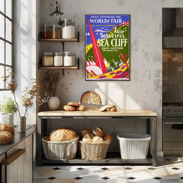 Beautiful Sea Cliff Travel Art Deco World's Fair Poster PosterGoat