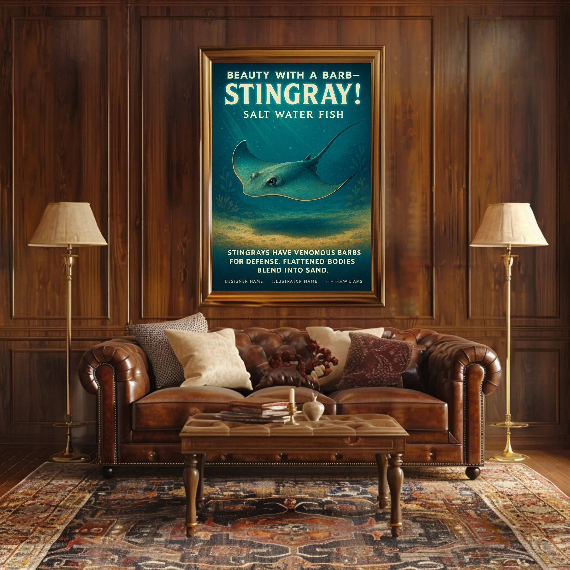 Beauty with a Barb Stingray Poster Art Print PosterGoat