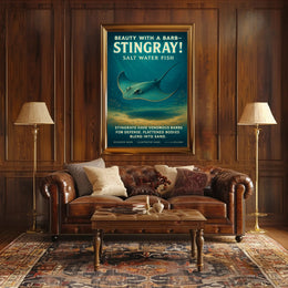 Beauty with a Barb Stingray Poster Art Print PosterGoat