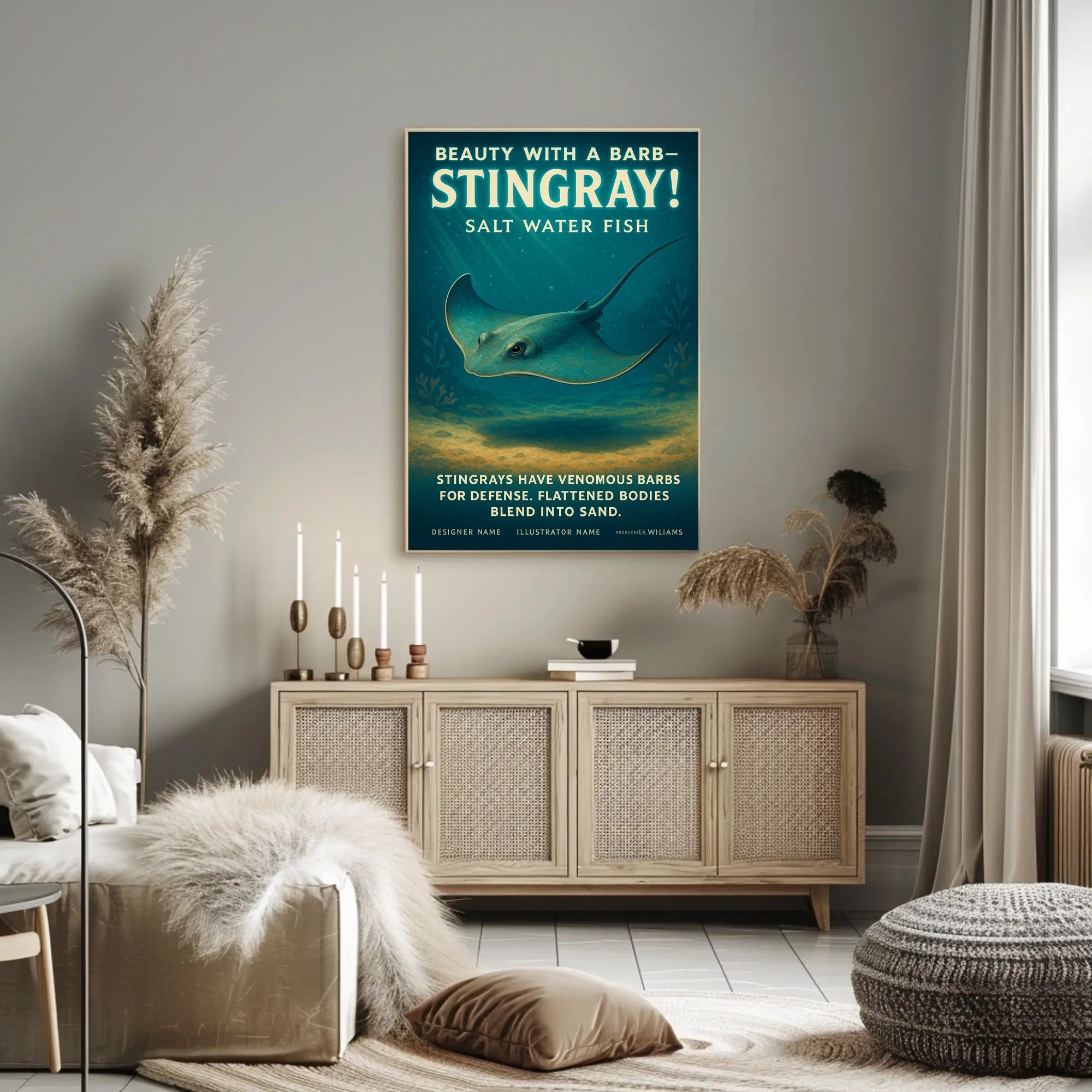 Beauty with a Barb Stingray Poster Art Print PosterGoat