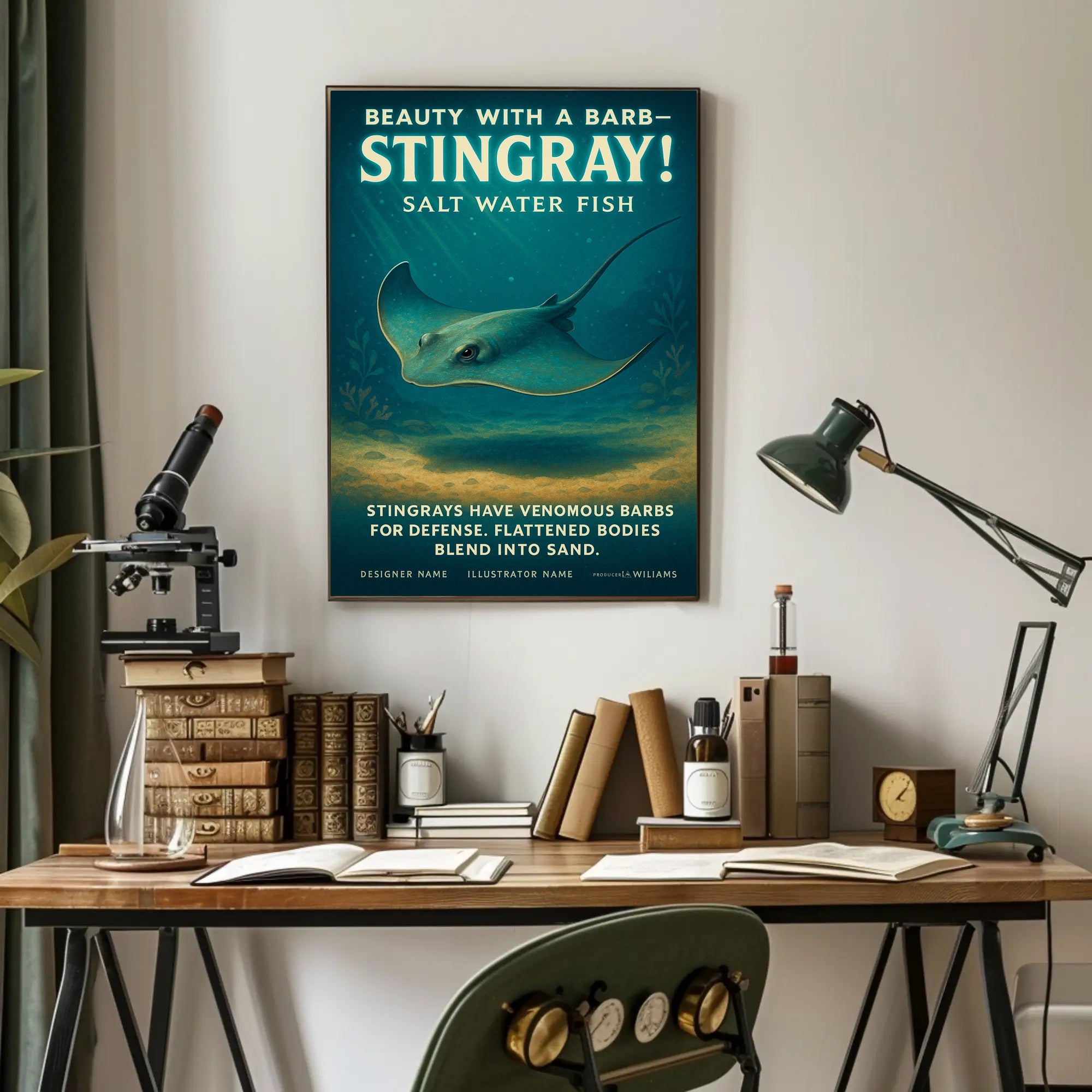 Beauty with a Barb Stingray Poster Art Print PosterGoat