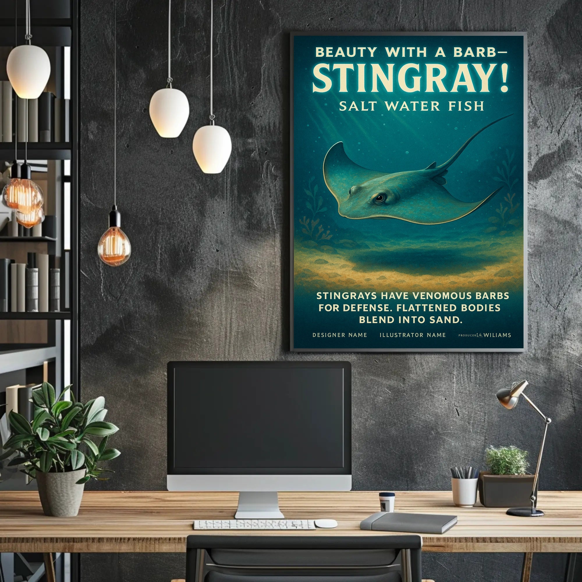 Beauty with a Barb Stingray Poster Art Print PosterGoat
