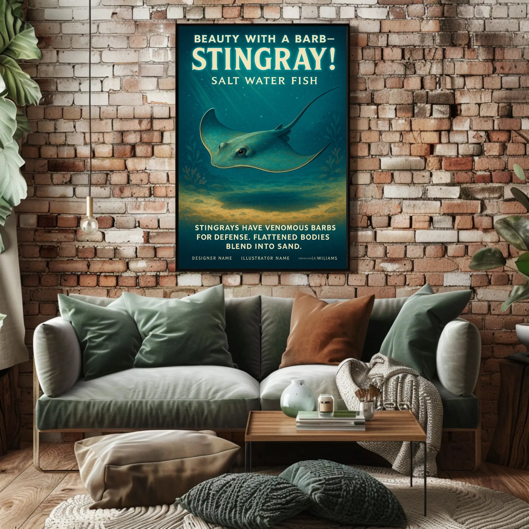 Beauty with a Barb Stingray Poster Art Print PosterGoat