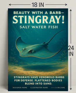 Beauty with a Barb Stingray Poster Art Print PosterGoat